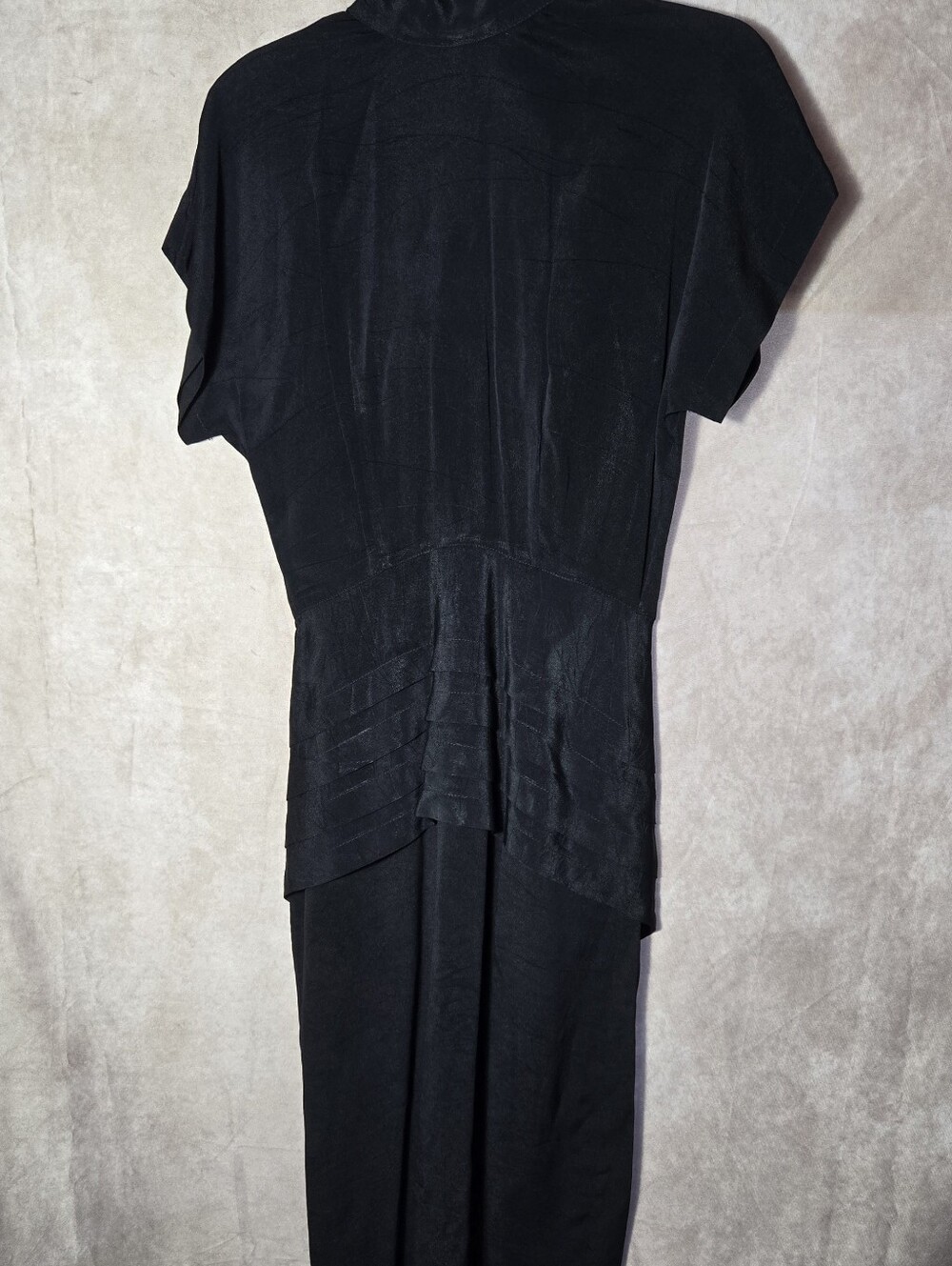 Black Tiered Peplum Maxi Dress 90s Retro